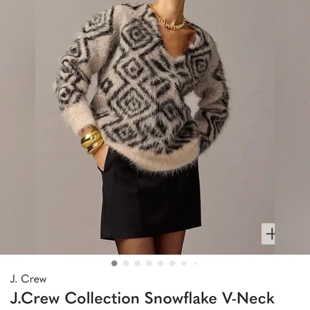 J. Crew “collection” Black and Gray Furry snowflake Sweater